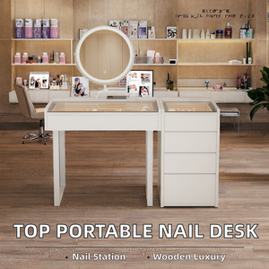 Modern Wood Top Sales Pedicure Mobile Tech Portable Manicure Table- Nail <b>Desk</b> Work Station - Product Image 2
