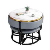 Ensemble de table à manger ronde moderne, style sud-américain, chaise en acier carbone, gain de place, pour la maison, la chambre, le salon ou le restaurant
