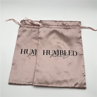 Pochette de rangement pour extensions de cheveux humains avec logo personnalisé sacs d'emballage pour perruque sacs à cheveux en satin de soie rose doré avec cordon de serrage pour faisceaux