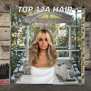 Pelucas de encaje HD, cutícula alineada, Peluca de cabello humano virgen sin procesar, onda del cuerpo, cabello RUSO EUROPEO, resaltado marrón, grado de calidad superior 12A - Product Image 3