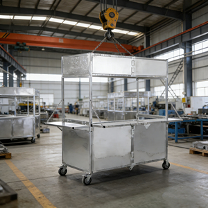 Carrito de Comida Plegable de Acero Inoxidable con 4 Ruedas para Venta Ambulante de Hot Dogs, Helados, Dulces y Café - Product Image 6