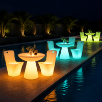 Table lumineuse LED moderne en PE recyclable de qualité alimentaire, certifiée CE, étanche, pour salle à manger, intérieur/extérieur, mobilier de maison et hôtel