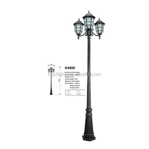 Post lamp three head lantern pole lighting home front design walkway street energy saving outdoor comely post light