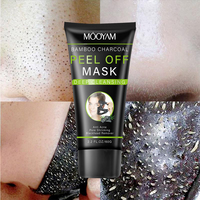 Masque facial à peler au charbon de bambou OEM Nettoyage en profondeur Rétrécissement des pores Dissolvant de points noirs Marque privée Masque à décoller MOOYAM