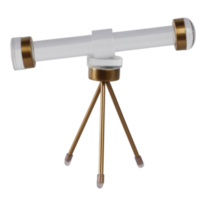 Scultura decorativa a forma di telescopio in acrilico e metallo per soggiorno, ufficio, mensola o tavolino da caffè - Product Image 1