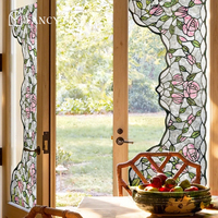 FANCYFIX Film de Fenêtre Statique 3D Rose de la Couronne, Échantillon Gratuit 100x45cm, Film Décoratif en PVC pour Appartement