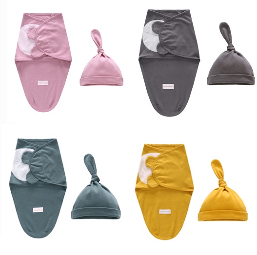 Дешевая 100% Трикотажная хлопковая пеленка для новорожденных с шапочкой набор однотонных пеленок для младенцев набор одеял для младенцев пеленка для младенцев горячая Распродажа amazon