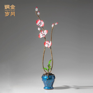 Adorno de Orquídea Phalaenopsis de Cobre Tong Jin Sui Yue, Decoración Minimalista para el Hogar, Bonsái para Sala de Estar, Arte y Artesanía - Product Image 2