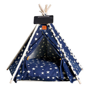 Tente <span class=keywords><strong>Tipi</strong></span> pour Animaux de Compagnie en Gros, Motif Rayé, Amovible et Lavable, Tente pour Chats/Chiens avec Coussin - Product Image 2