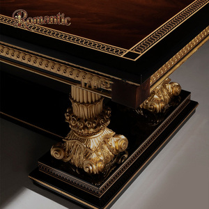 Mesa de Comedor Francesa de Lujo Personalizada con 6 Sillas, Juego de Muebles de Comedor Europeos Clásicos de Alta Gama con Acabado Brillante - Product Image 4