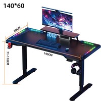 Prix de gros Table de bureau de jeu réglable en hauteur lumière LED RVB de levage électrique Table d'ordinateur PC noire