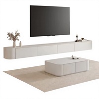 Luxuriöse Holz-TV-Konsole Wandmontierte Weiße TV-Halterung LED-Einheit Schrank Neues Design Schlafzimmer Wohnmöbel Aufbewahrung
