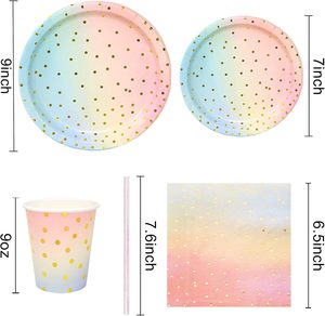 Colorful Dots Design Child's Birthday Party <b>Disposable</b> Paper Plates & Cups Set - Product Image 3