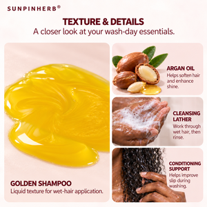 Sunpinherb แชมพูน้ำมันอาร์แกนปราศจากความชื้น B5โพรวิตามินขนาด354มล. - Product Image 6