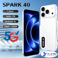 TECON 16G+1TB Android 16 Deca Core HD 7.3 Pouces 2026 SPARK 40 Double SIM Global 5G LTE Compatible Carte de Crédit GSM