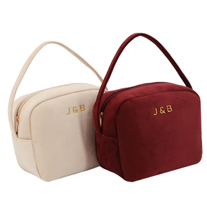 Bolsa <span class=keywords><strong>de</strong></span> Aseo Portátil <span class=keywords><strong>de</strong></span> Terciopelo Personalizable con Logotipo, para Viaje, para Cuidado <span class=keywords><strong>de</strong></span> la Piel, Fabricada por OEM, Color Rojo Oscuro, con Cierre - Product Image 5