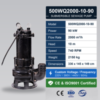 Pompe submersible pour eaux usées 90KW 2000CBM 10M de hauteur de refoulement 20 pouces en fonte robuste pour l'agriculture et l'aquaculture CE ISO9001 OEM Personnalisé