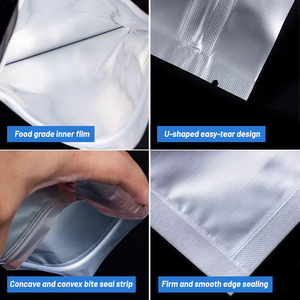 Silver <strong>Aluminium</strong> Foil Ziplock <strong>Pouch</strong> Bags Plastic Packaging Flat Bottom Sealing Zipper 7 Mil 8 Mil Aluminum Foil Bag for Food - Product Image 3