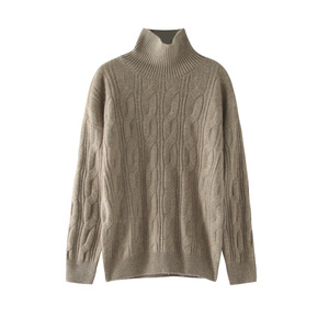 Automne hiver Vintage col haut <span class=keywords><strong>pull</strong></span> <span class=keywords><strong>pull</strong></span> pour femmes personnalisé rose tricoté cou usine directe - Product Image 2