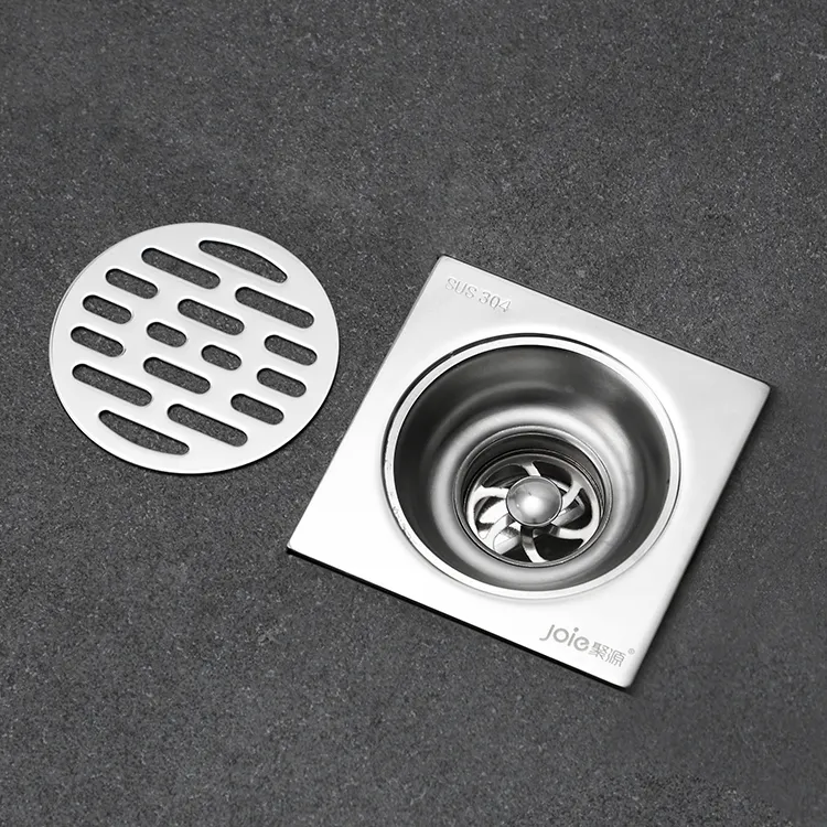 Bathroom accessories backflow preventive square 304 stainless steel floor shower drain 10x10