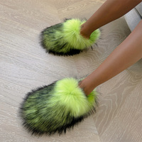 Chaussons en fourrure de luxe sur mesure pour femmes grandes tailles, sandales plates à bout rond en fourrure de raton laveur, mules plates en fourrure pour femmes