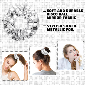 Paquete de 12 accesorios para el cabello de lentejuelas de discoteca con espejo, accesorios para el cabello plateados metálicos para fiesta de despedida de soltera de cumpleaños de los años 80 y 90 - Product Image 3