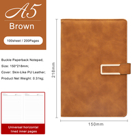 Cuaderno de estudiante A5 de Venta caliente, suministro de fábrica, logotipo personalizado gratuito, libro de notas de 100 hojas de tapa dura de cuero PU