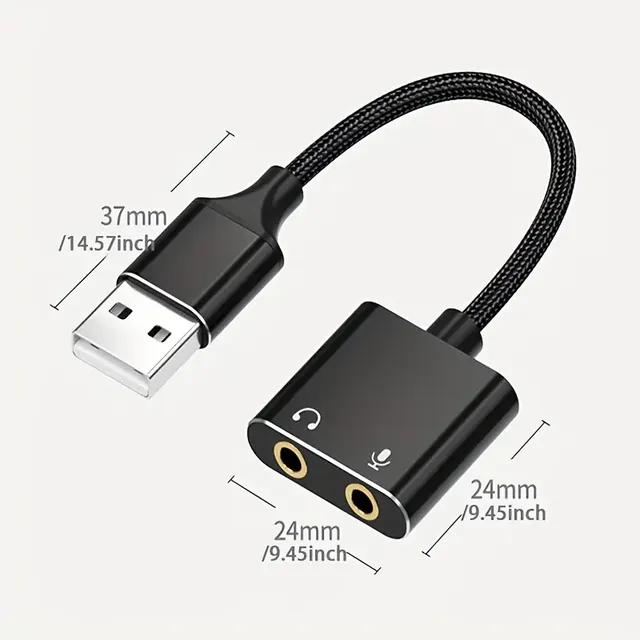 High-Quality USB Sound Card Adapter with 3.5mm Headphone & Mic Jacks - External Audio Aux Cable