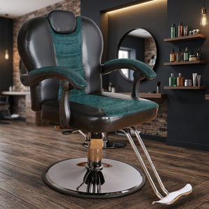 Fauteuil de Barbier Moderne en Similicuir, Réglable en Hauteur avec Pompe Hydraulique, Base Ronde, Mobilier de Salon à Usage Commercial - Product Image 1