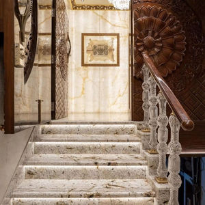 Barandilla de escalera decorativa de cristal con estilo latón, balaustres modernos de lujo, barandilla de cristal duradera para interiores de casas - Product Image 1