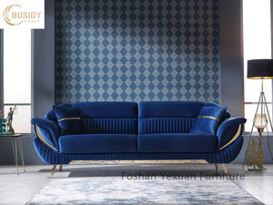 أثاث غرفة نوم ، قماش فاخر وعصري ، خشب معدني أزرق كبير بتصميم إيطالي من الألياف الدقيقة المنزلية الراقية في قوانغدونغ - Product Image 5