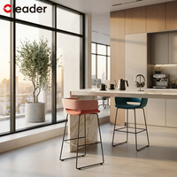 Tabouret de bar moderne de luxe sur mesure en tissu rembourré, tabouret de comptoir de cuisine, mobilier commercial, pieds en métal