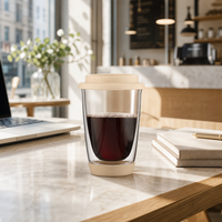 Tasses à café en verre à double paroi personnalisées, transparentes, isolées, en borosilicate, pour espresso, latte, thé