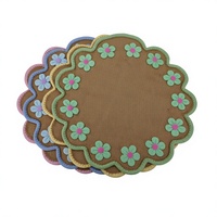 Sets de table en lin naturel faits à la main, antidérapants, écologiques, style bohème, résistants à la chaleur, pour pique-nique en extérieur, en forme de fleur de carton