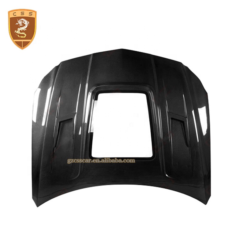 Transparent Glass Engine Hood - Carbon Fiber Cover for
