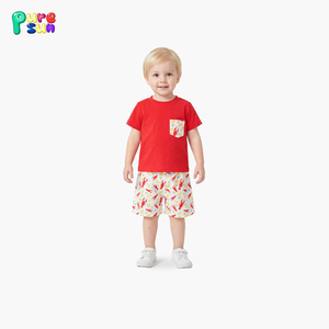 Puresun Hot Selling Kreeftprint Kinderkledingset 100% Katoen Kinderkleding Op Maat Jongenskledingsets - Product Image 3