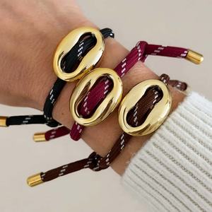 Nuovo Braccialetto di Design alla Moda con Charm a Naso di Maiale, Placcato in <span class=keywords><strong>Oro</strong></span> 18k, Set di Bracciali con Corda Colorata per Donne, Regolabile - Product Image 2