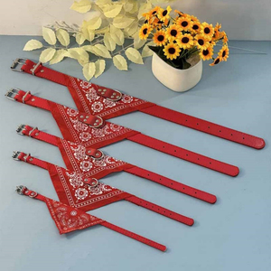 Bandane per Animali Domestici con Stampa a Motivi Colorati, Collare in Pelle PU e Tela con Fibbia Regolabile, Bavaglini per Cani, Sciarpa Triangolare - Product Image 4
