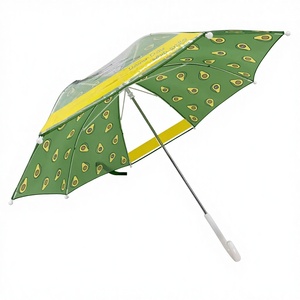 Parapluie personnalisé pour enfants avec motif d'avocat mignon, parapluie droit transparent imprimé de dessins animés pour les jours de pluie des enfants en UE et aux États-Unis - Product Image 5
