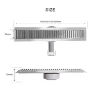 Insert de carrelage en acier inoxydable sortie latérale drain de douche linéaire au sol forme de longue grille anti-odeur drain anti-insectes avec attrape-cheveux