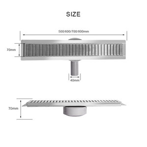 ステンレス鋼タイルインサートサイドアウトレットフロアリニアシャワードレンロンググリッドシェイプ防臭防虫ドレンヘアキャッチャー付き - Product Image 6