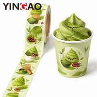 Étiquette personnalisée pour thé vert matcha, autocollant adhésif en vinyle durable, écologique et imperméable, en rouleau, pour gobelets de crème glacée et desserts