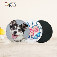Sous-verres en cuir PU à sublimation Topjlh, vente en gros, cafés, restaurants, logo personnalisé, accessoires de table