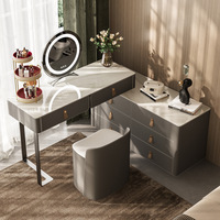 Moderne simple en bois massif chambre à coucher dalle de roche coin meuble TV table de maquillage coiffeuse armoire de rangement une armoire