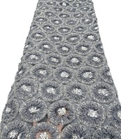 Nouvelle dentelle française scintillante 2026, tissu en dentelle filetée orné de sequins et de perles, matière glamour pour robe de soirée pour femme