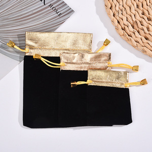 Gold Drawstring Closure <b>Pouch</b> Gift Velvet Bag for Jewelry Packaging X-mas Holiday - Product Image 4