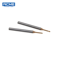 Fraise à micro-embout en carbure de tungstène HRC60, diamètre mini 1,5 mm, pour métal, 2 dents, rayon d'angle, L1=10