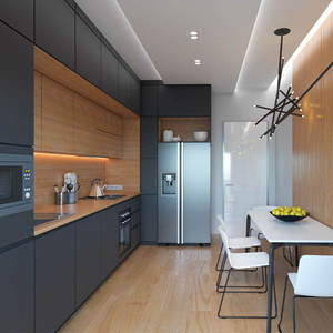 Nicocabinet tùy chỉnh hiện đại tủ bếp sàn cửa sơn mài không thấm nước màu xám kết thúc rắn gỗ backsplash Đức thiết kế - Product Image 2