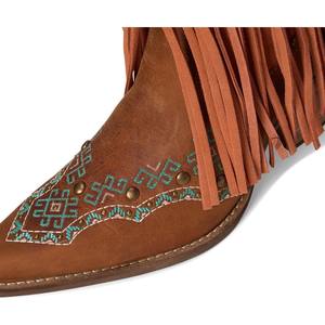 <span class=keywords><strong>Botas</strong></span> vaqueras occidentales marrones hasta la rodilla para <span class=keywords><strong>mujer</strong></span> OEM/ODM <span class=keywords><strong>con</strong></span> exquisitos <span class=keywords><strong>flecos</strong></span> bordado turquesa moda rural de invierno para EU US - Product Image 5