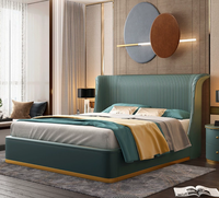 Lit en cuir moderne, design luxueux, ensemble de meubles de chambre à coucher, lit king size, cadre de lit incurvé pour hôtel, chambre à coucher
